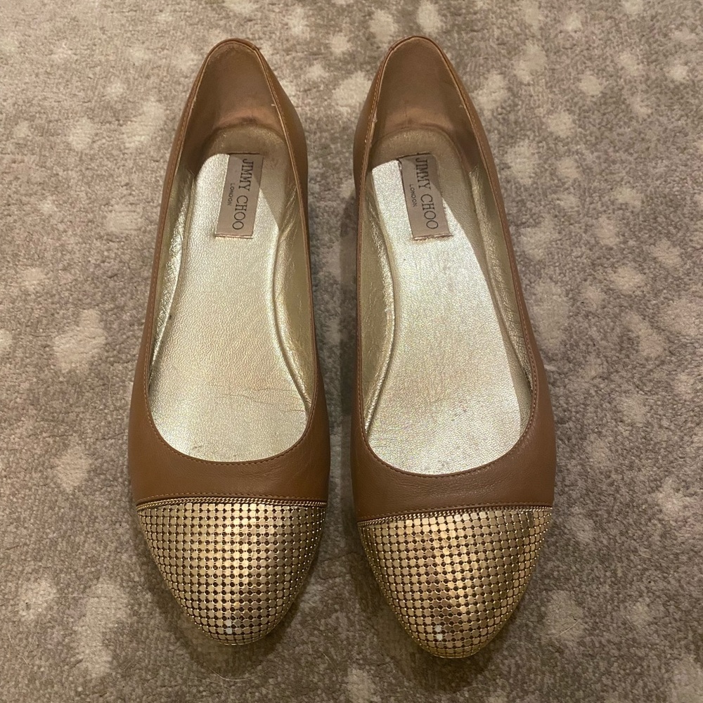 Jimmy choo flats with gold tips